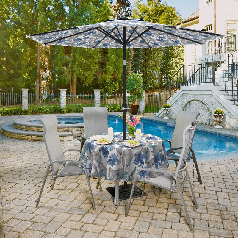 LVTXIII Outdoor Tablecloth with Umbrella Hole and Zipper  60 Inch Water-Repellent Patio Table Cloth  Round Table Covers for Backyard Garden  Clemens Noir Blue - Image 5